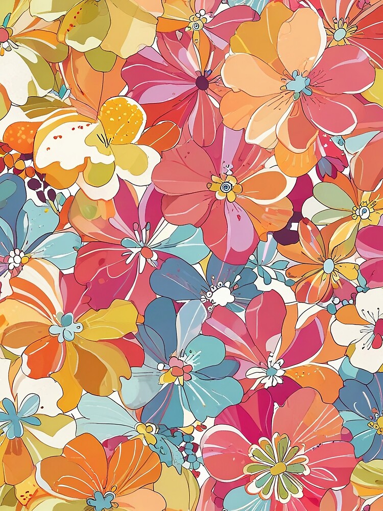 Retro Groovy Flowers by CoolPixels
