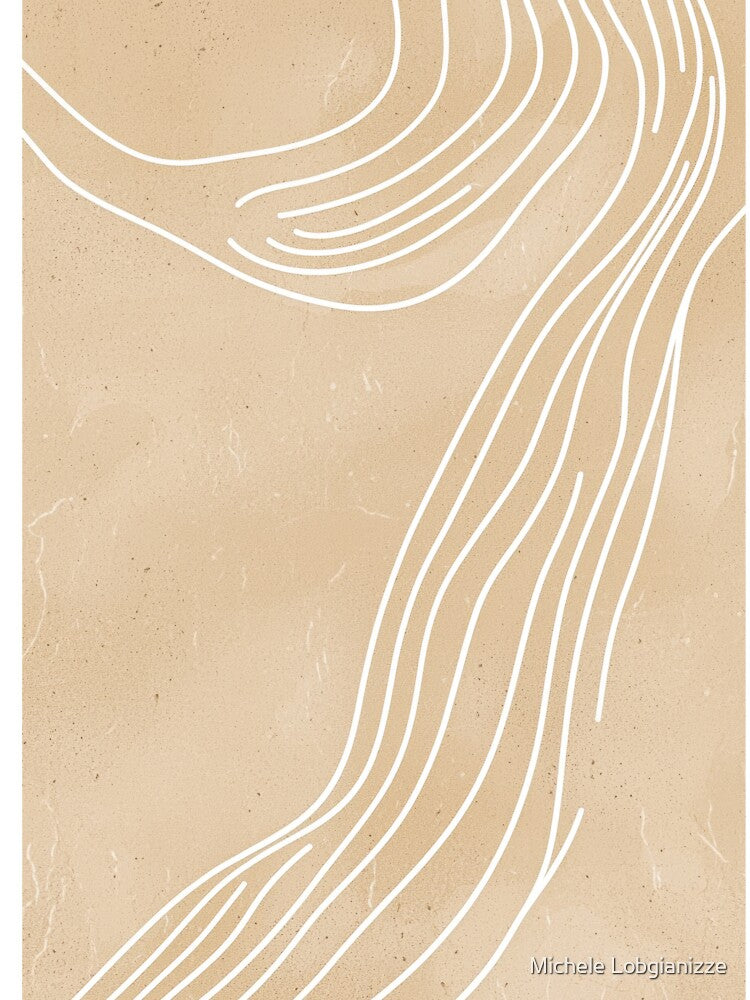 Abstract Flowing Lines Art Print - Beige and White Minimalist Design by Michele Lobgianizze