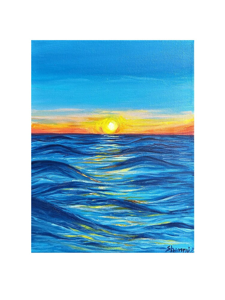 Sunrise Over Sea Acrylic Painting – Van Gogh Inspired by alexnlanguages