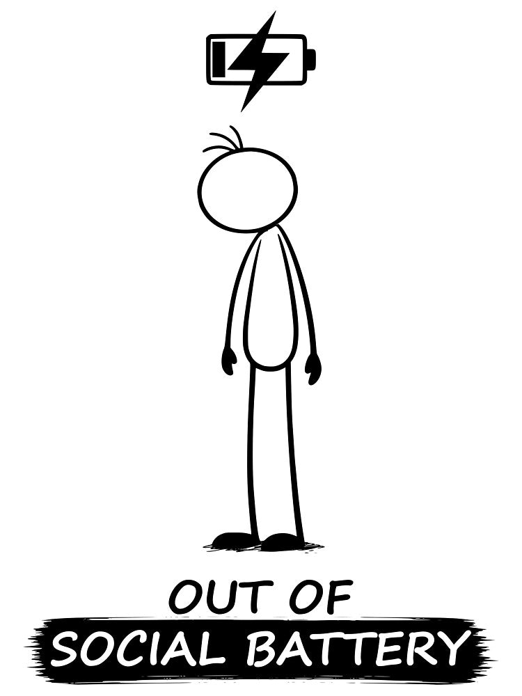 Out Of Social Battery Stick Figure by Pebl-Co