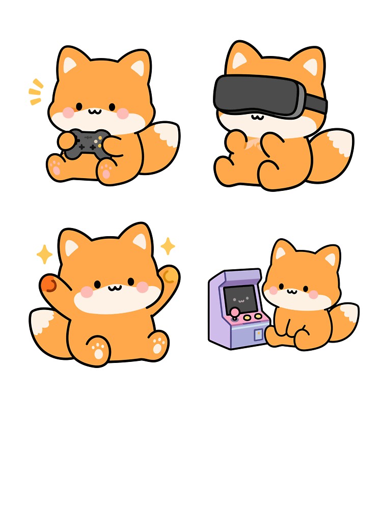 Orange Fox Gamer Vr – Cute Kawaii Cartoon by Moffyuniverse