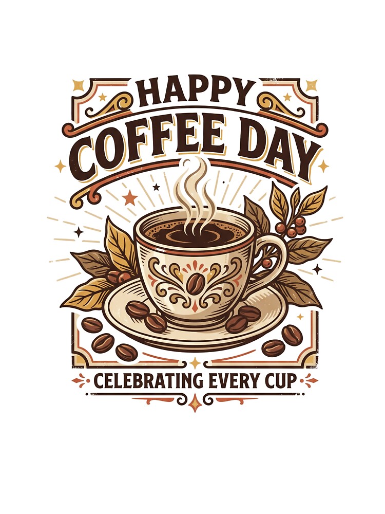 Happy Coffee Day Vintage Retro Coffee Lover Design by Meadowmood