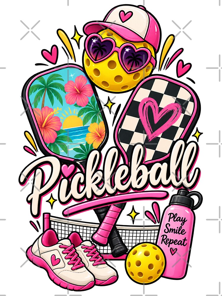 Pickleball Vibes – Cute Pink & Tropical Pickleball Design by StickyDelights