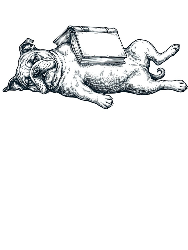 Funny Bulldog Reading Book Nap Dog Lover by DoodleTortle