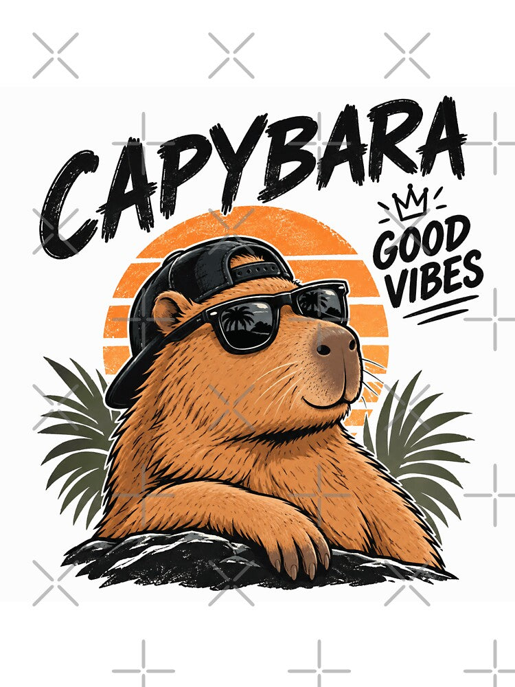 Cool Capybara Sunglasses Retro Vintage Illustration by lovepower