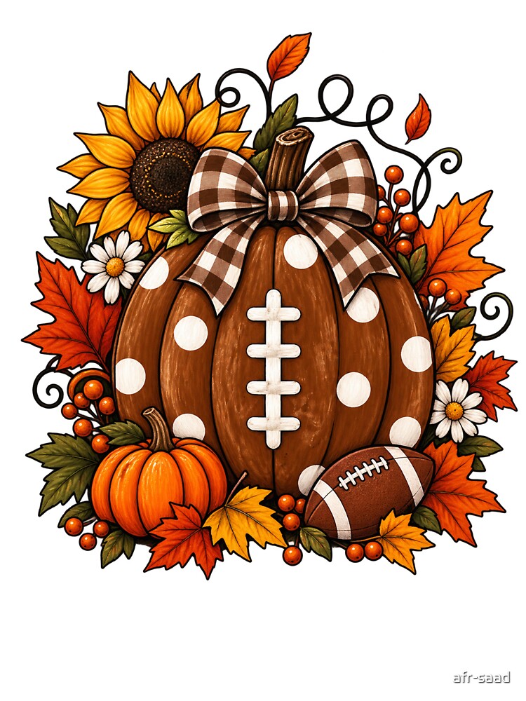 Autumn Football Pumpkin Fall Season Sports Lover by afr-saad