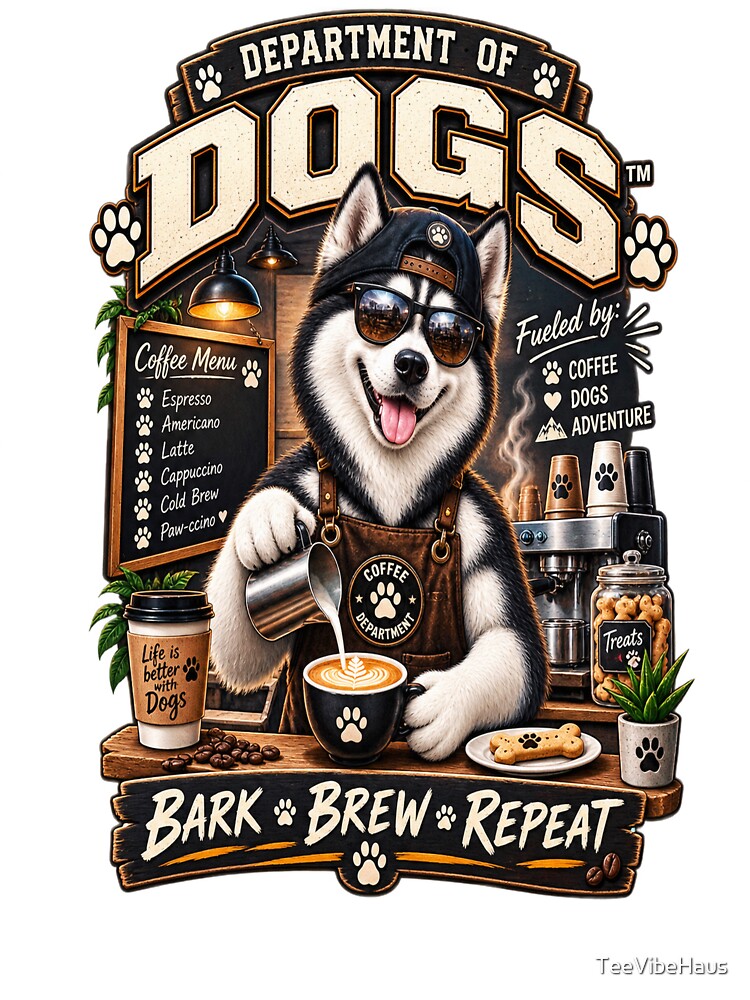 Siberian Husky Coffee Lover Barista Dog Vintage Cafe Graphic by TeeVibeHaus