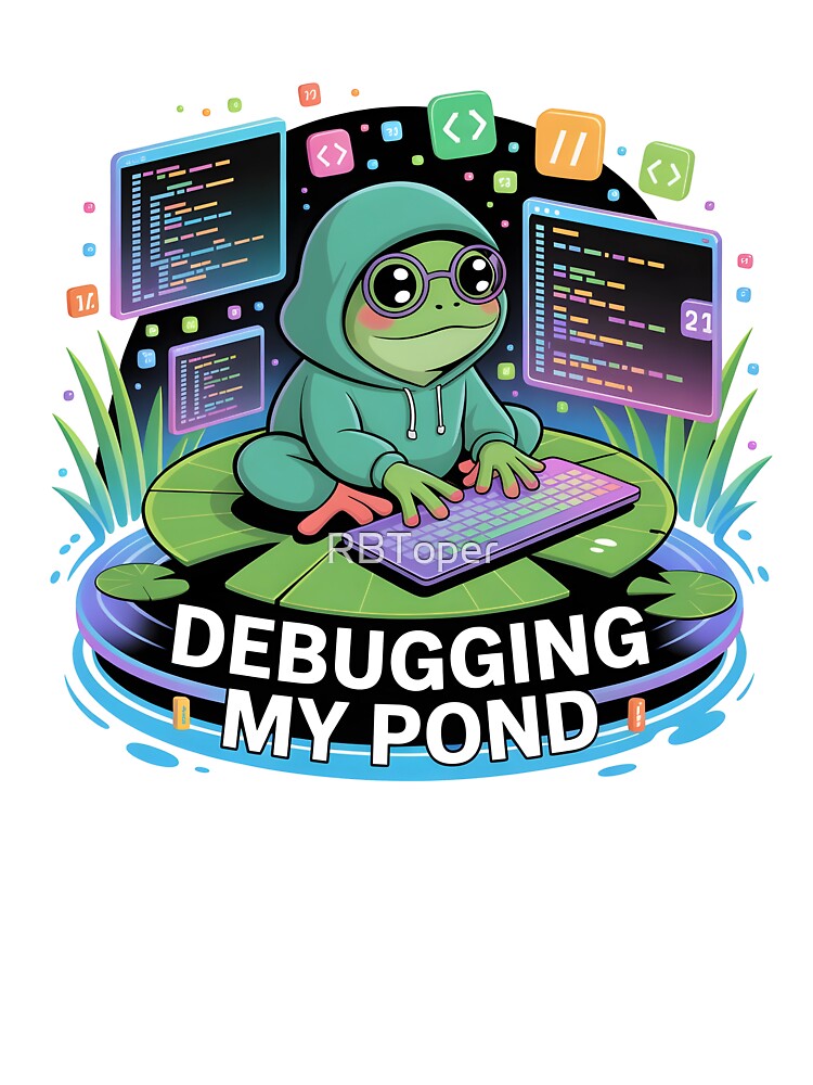 Debugging My Pond Funny Frog Programmer Coding Design by RBToper