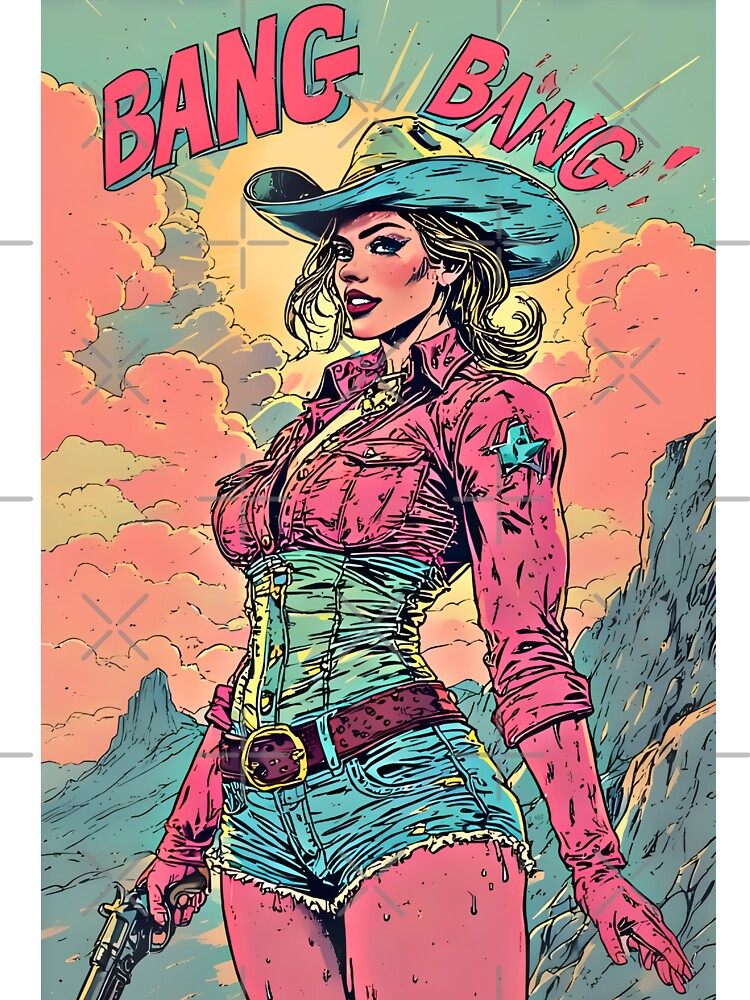 Retro Comic Cowgirl – Desert Sheriff Pop Art Western by Neer arts
