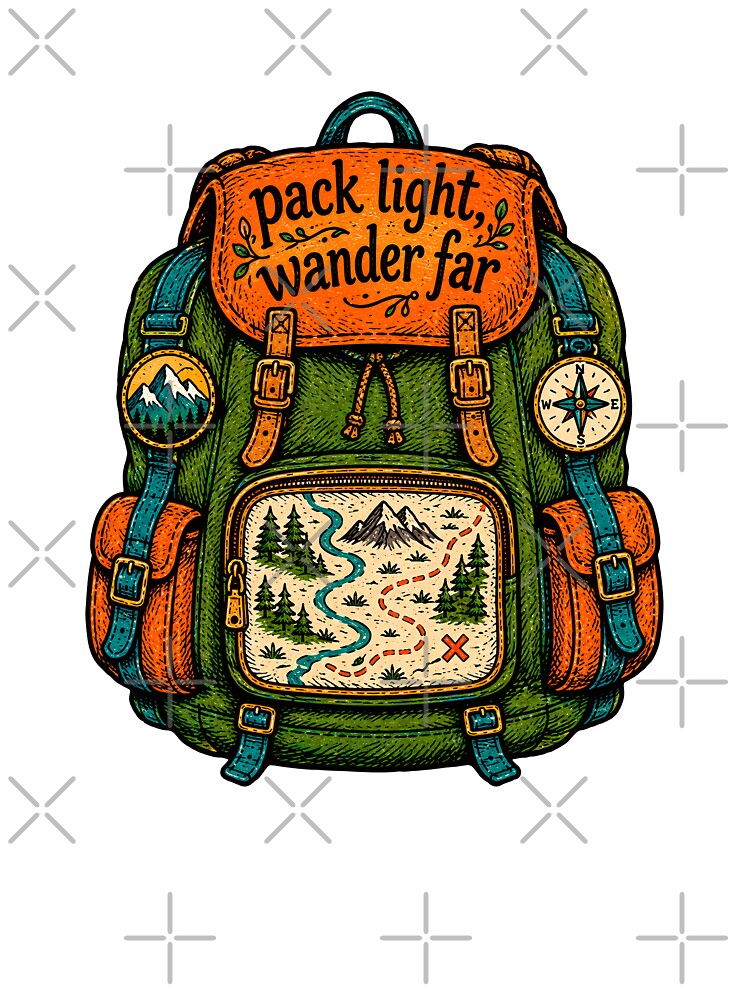 Pack Light Wander Far Adventure Backpack by AliveStyle