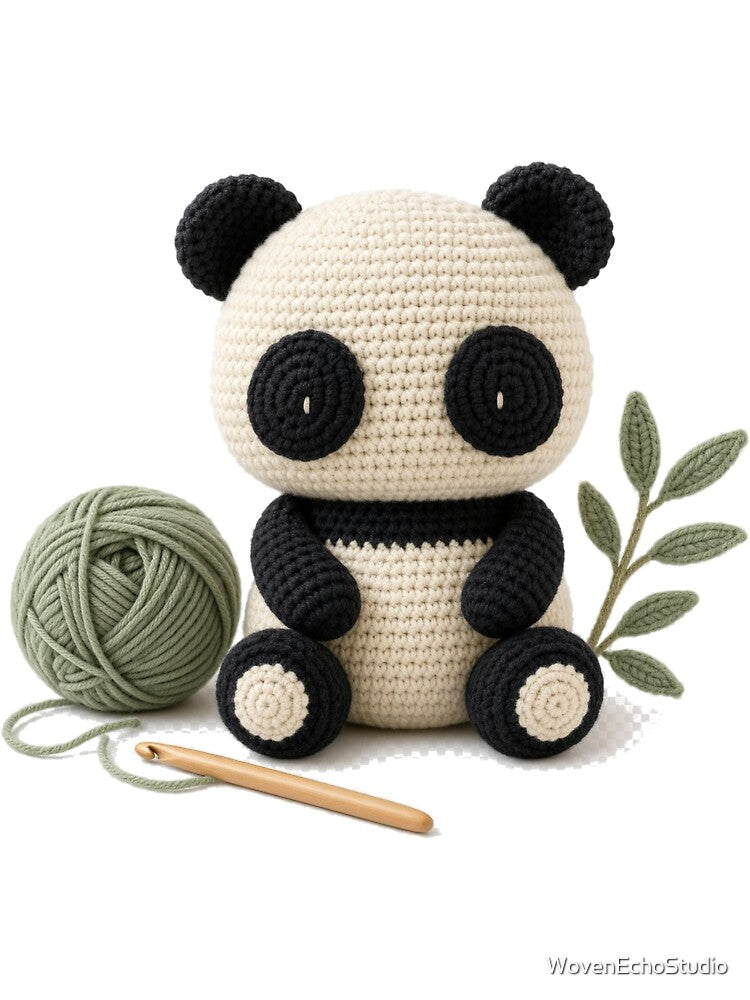 Crochet Panda with Yarn – Cozy Amigurumi Craft Lover Design by WovenEchoStudio