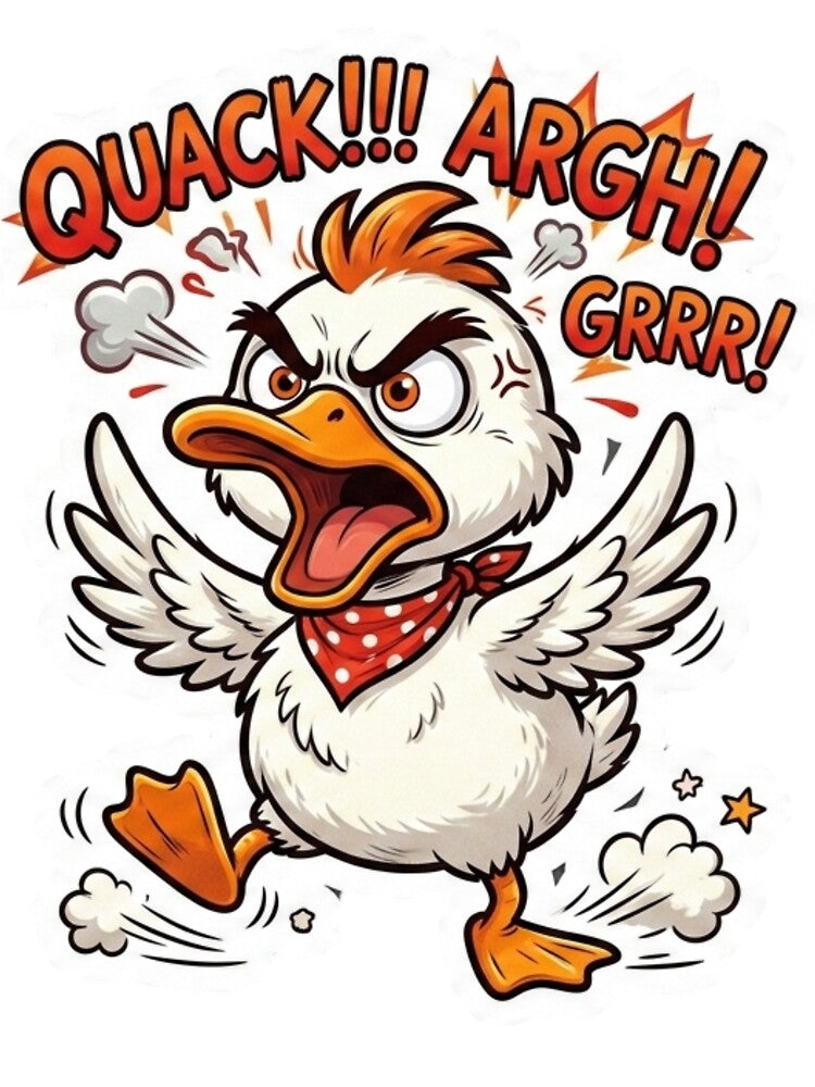 Funny Yellow Duck Sticker – Cute Cartoon Duck Kawaii Animal Sticker with White Outline by Artdesign17