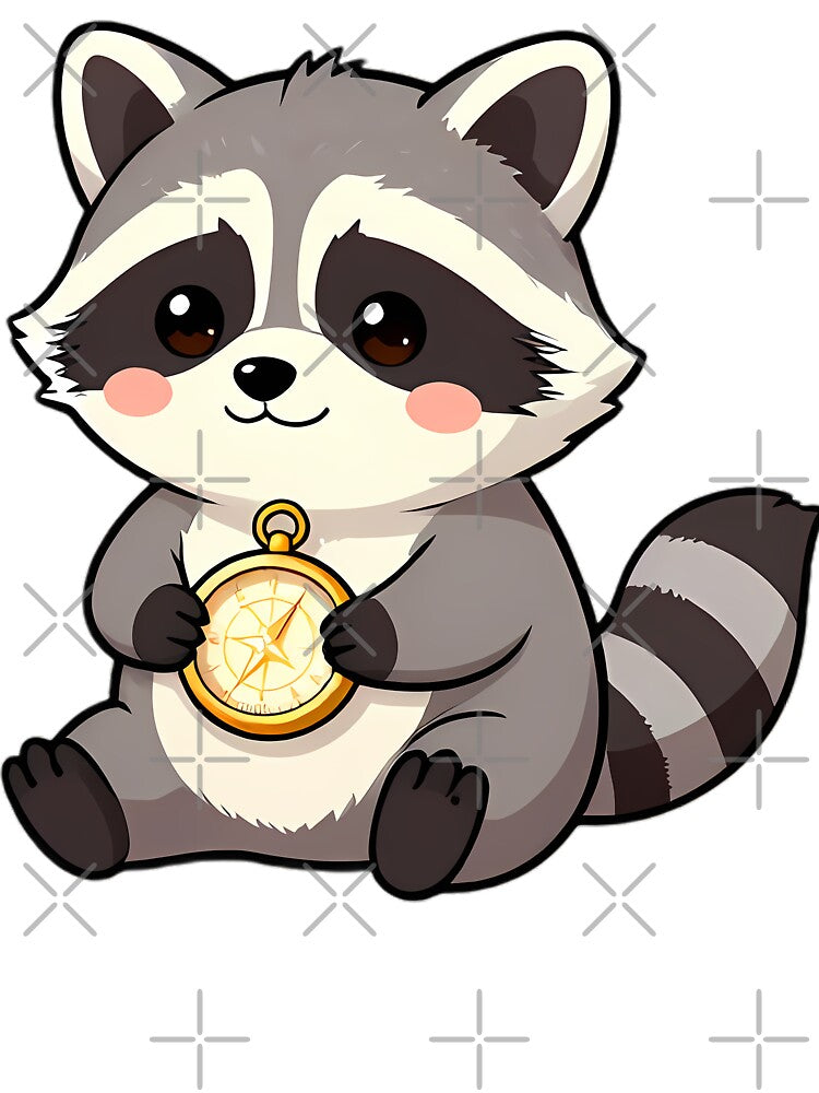 Cute Baby Raccoon with Star Pocket Compass by pumsquare