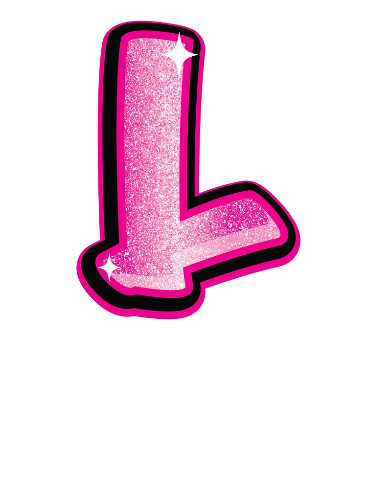 Glitter Pink L Initial Sticker by LazyCreativeCo
