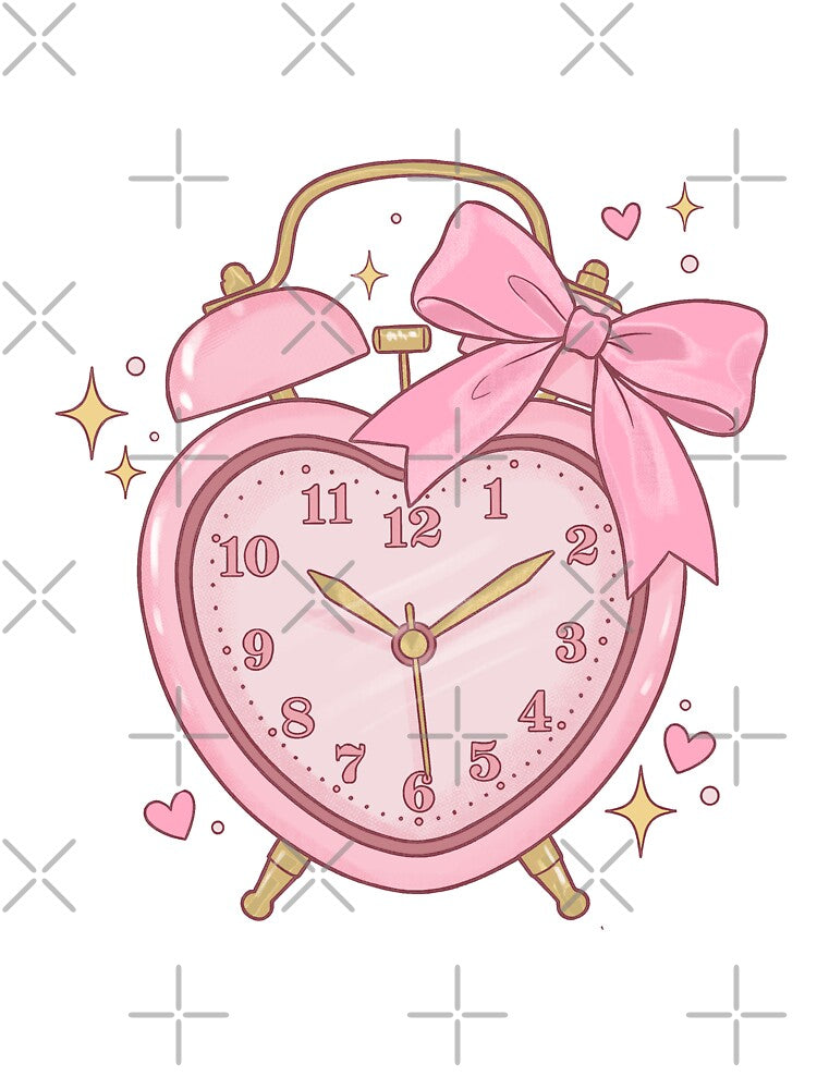 Coquette Pink Ribbon Heart Clock Soft Girl Aesthetic by HerTenderly