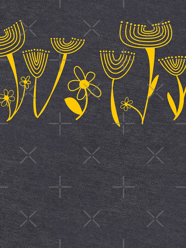 Simple, abstract, artsy graphic yellow drawn flowers floral sketch - Caroline Laursen Original by Caroline Laursen