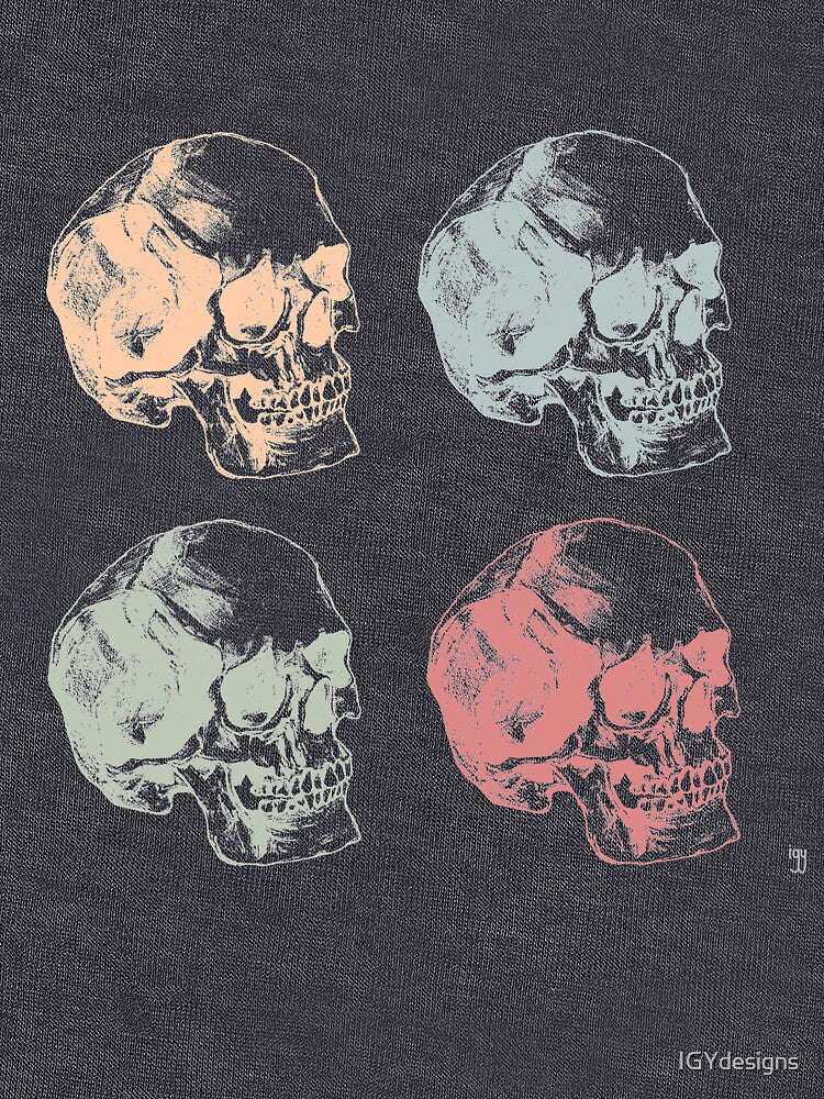 Pop Art Skulls Grid, Muted/Pastel by IGYdesigns