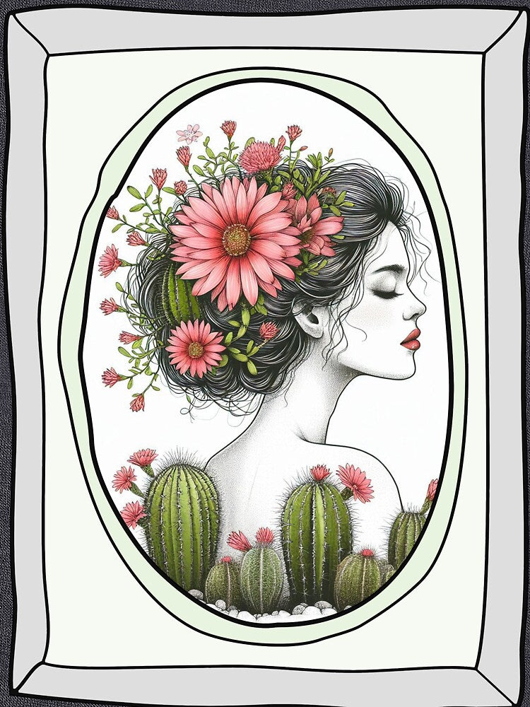 Elegant woman and cactus; cactus lover by Lolly's Lane Shoppe