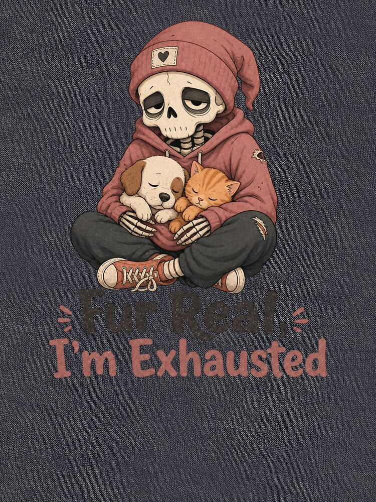 Fur Real I'm Exhausted Shirt, Comfort Colors® Skeleton Vet Tech Tee, Funny Halloween Veterinarian Graphic by TshirtsLabs