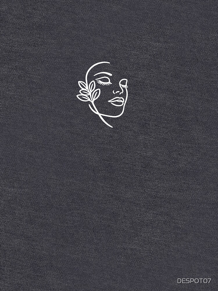 Title: Minimalist White Line Face Art Sticker | Abstract One Line Drawing by DESPOT07