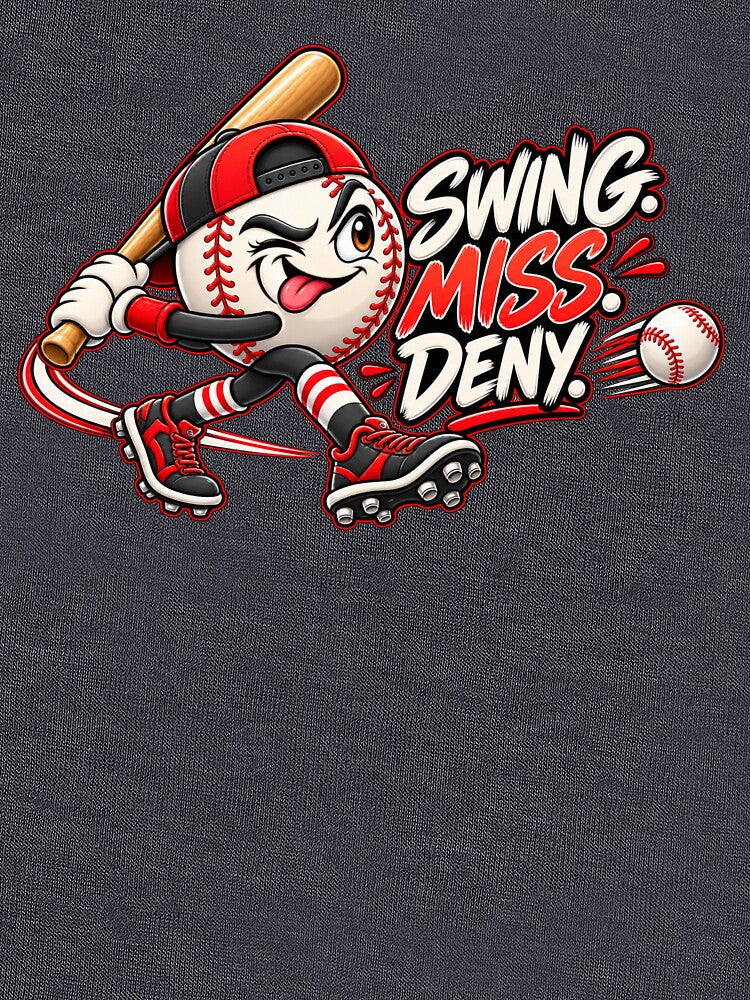 Swing Miss Deny – Funny Sarcastic Baseball Design by HO•Designs