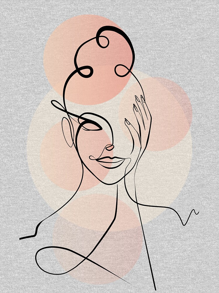 Single Line Face Art, Woman One Line Drawing by Space Sense
