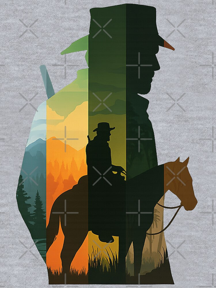 Outlaw Journey – Cowboy Silhouette Landscape Art by BearnieB