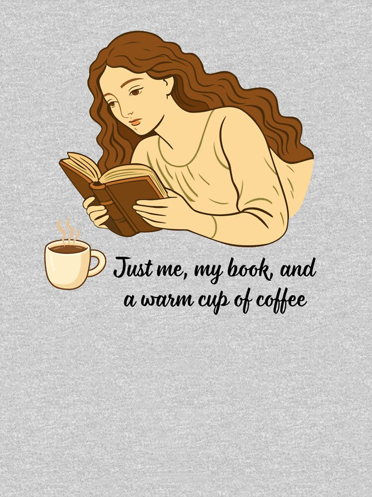 Just Me My Book and Coffee Cozy Girl Reading Design – Book Lover Aesthetic for Stickers, T-Shirts, A-Line Dresses & Gifts by SyedaPrints
