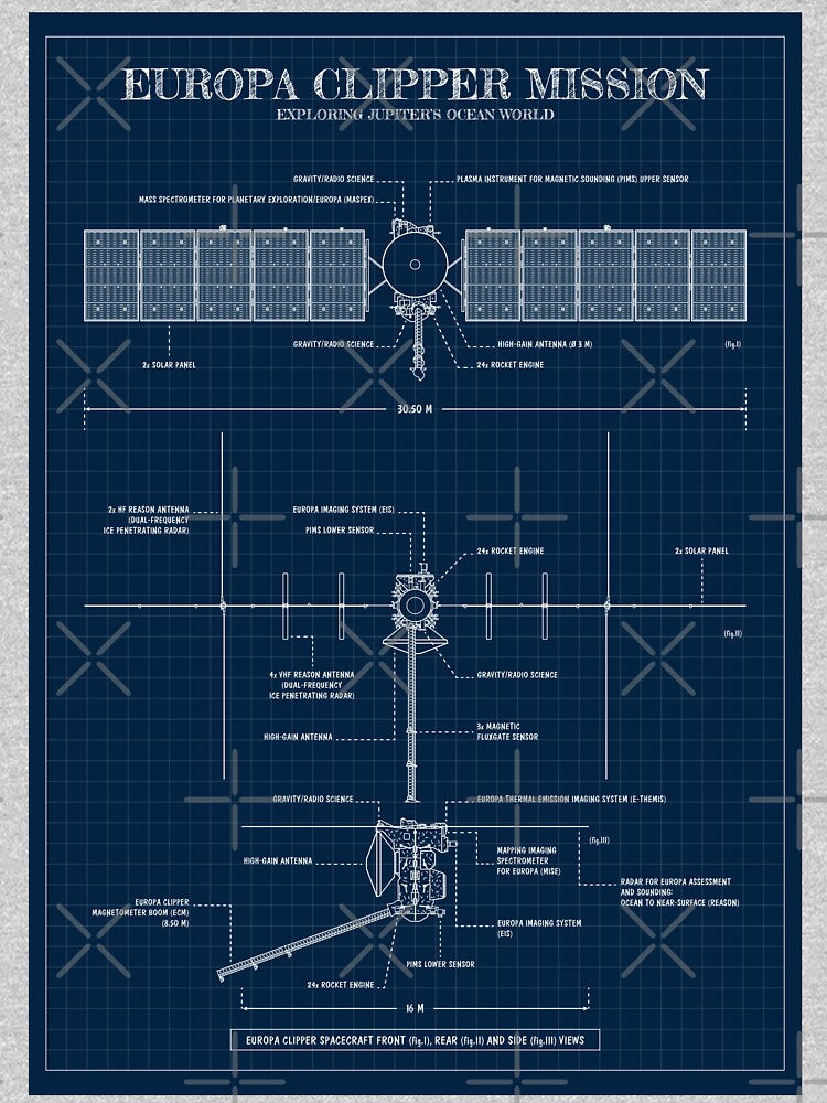 Europa Clipper Mission (Navy Blueprint) by BGALAXY Unisex