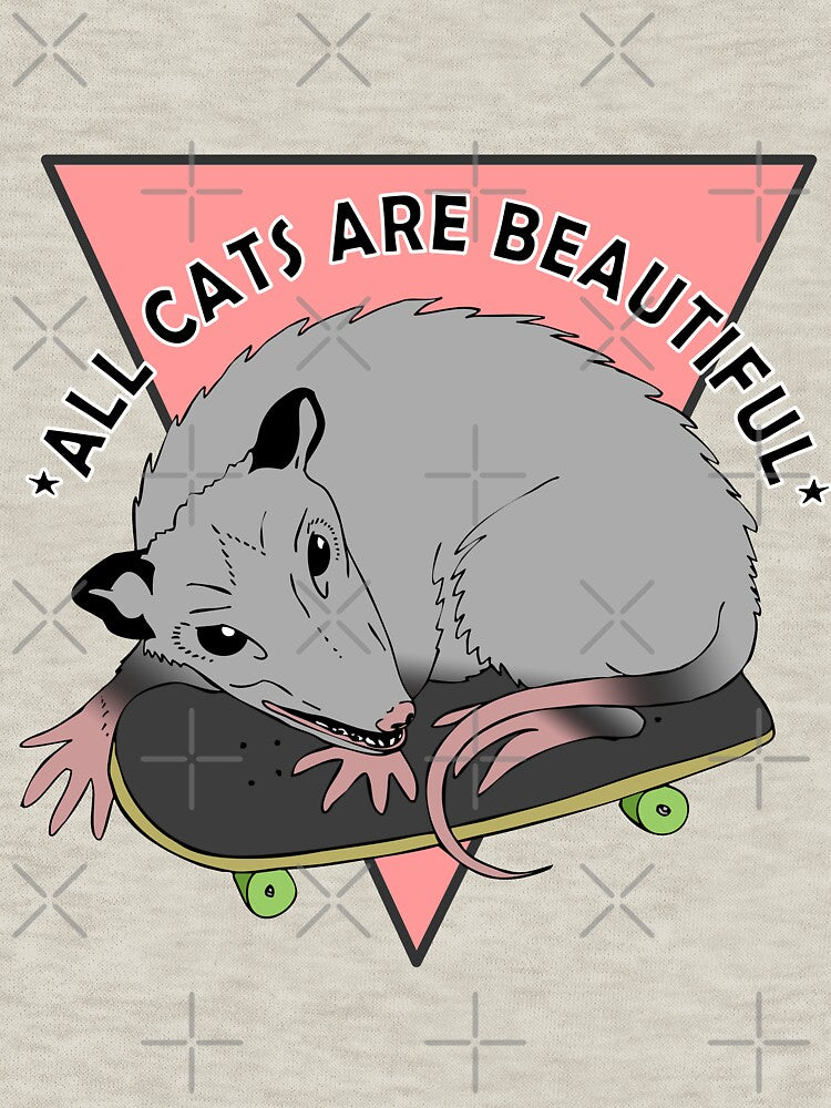 all cats are beautiful | skateboarding opossum by craftordiy.art