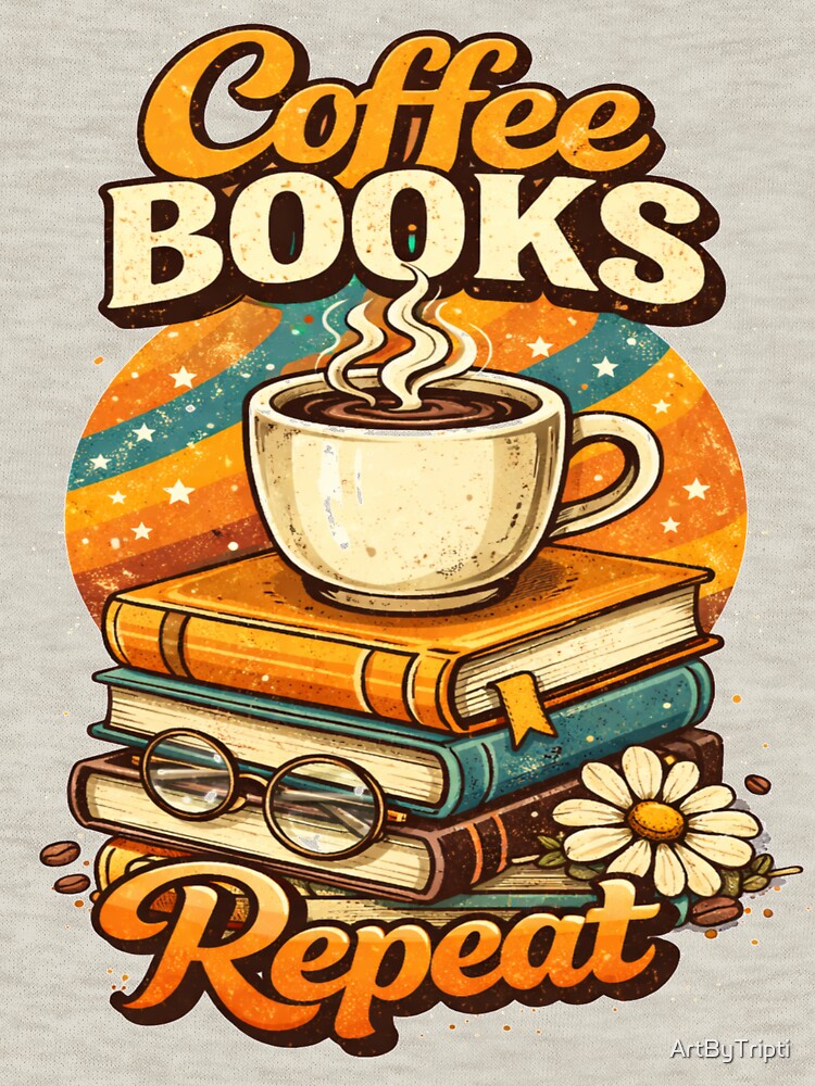 Cozy Coffee & Books Lover Design – Bookworm Gift Aesthetic Vintage Retro Design for T-Shirt, Sticker, iPhone case, mug, bag, hoodie by ArtByTripti