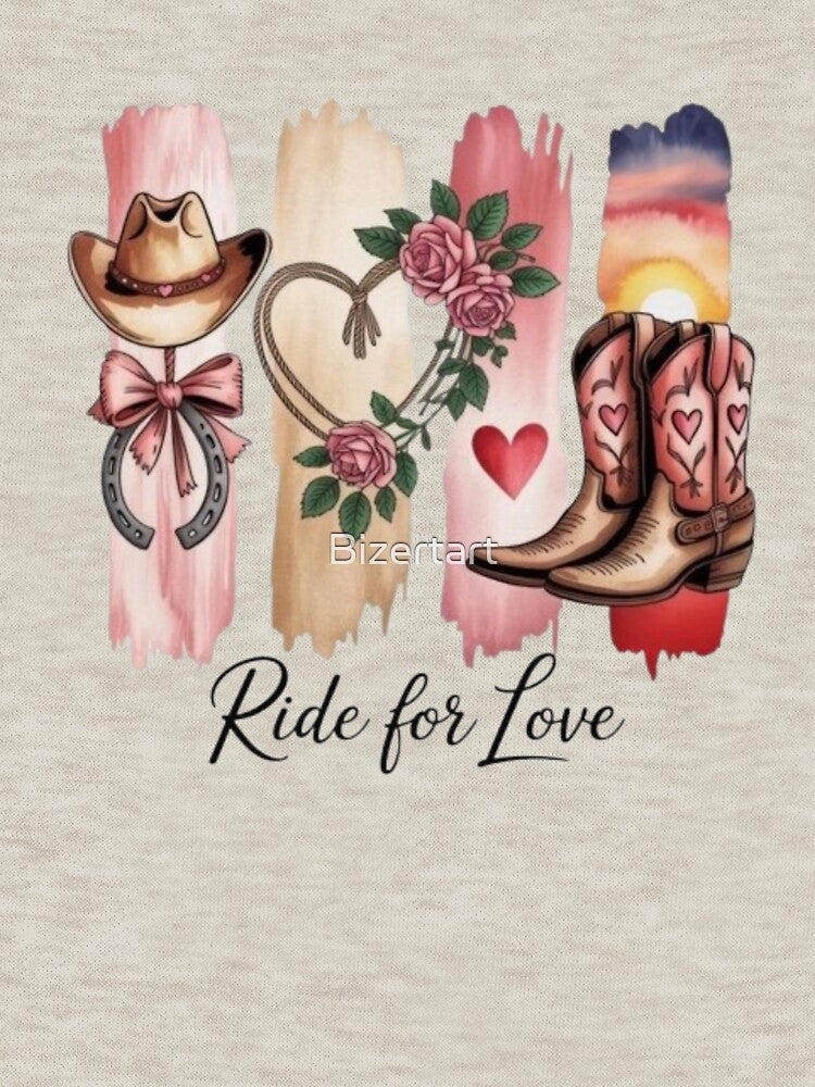 Western Cowgirl RIDE FOR LOVE – Boots, Hat, Horse & Cactus Rustic Desert Aesthetic by Bizertart