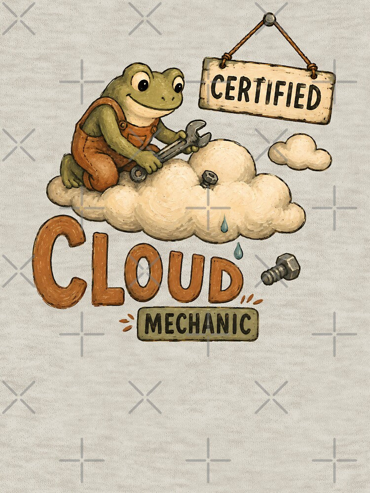 Cloud Mechanic Frog Funny Programmer Pun Design by VIVID COLORS CLUB