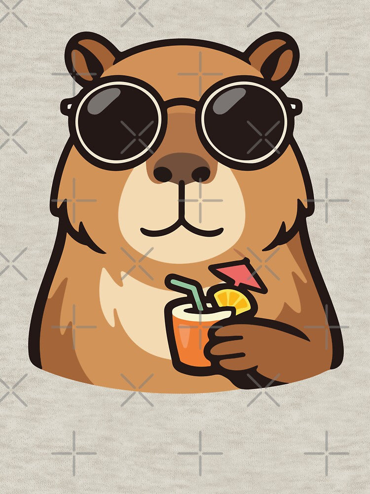 Cool Capybara Cartoon with Tropical Drink by stylishdzign
