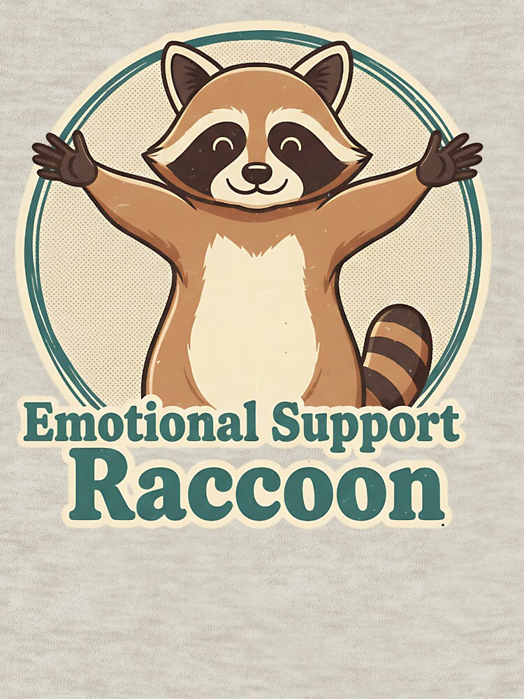 Emotional Support Raccoon Retro Poster – Vintage Hugging Raccoon Illustration | Classic Comfort Animal T-Shirt by ZyxDes