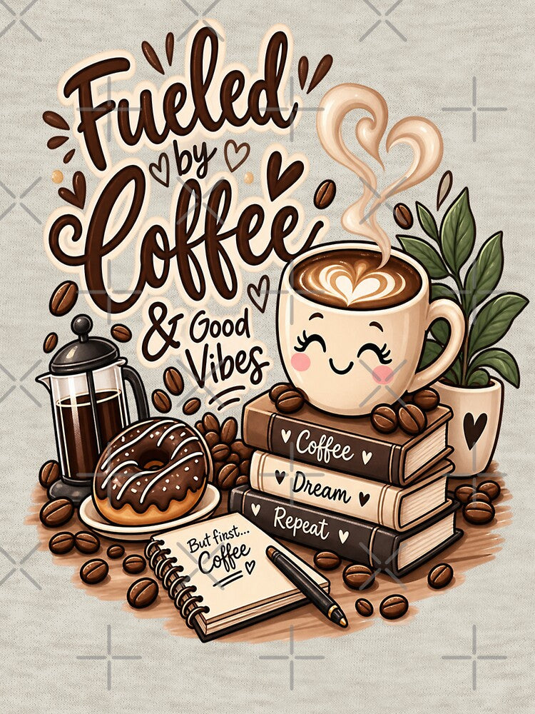 Fueled by Coffee & Good Vibes – Cute Coffee Lover Design by NovaNest  Studio