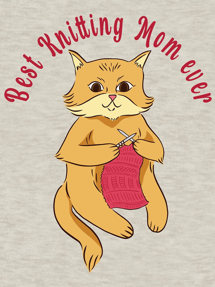 Best Knitting Mom Ever Cat Mom Knitting Funny by Leader Shirts