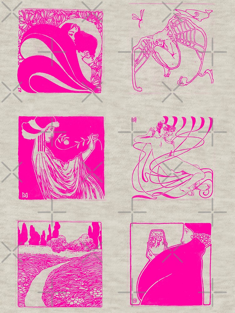 Art Nouveau Vignettes - Hot Pink by toydinosaur