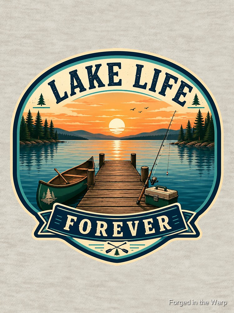 Lake Life Forever | Vintage Lake House Sunset Canoe Badge by Forged in the Warp