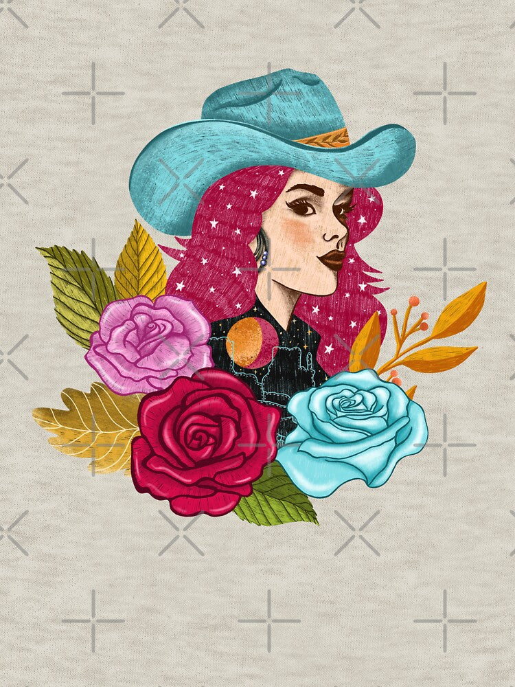 Colorful Cowgirl with Roses by pinkyfish1010