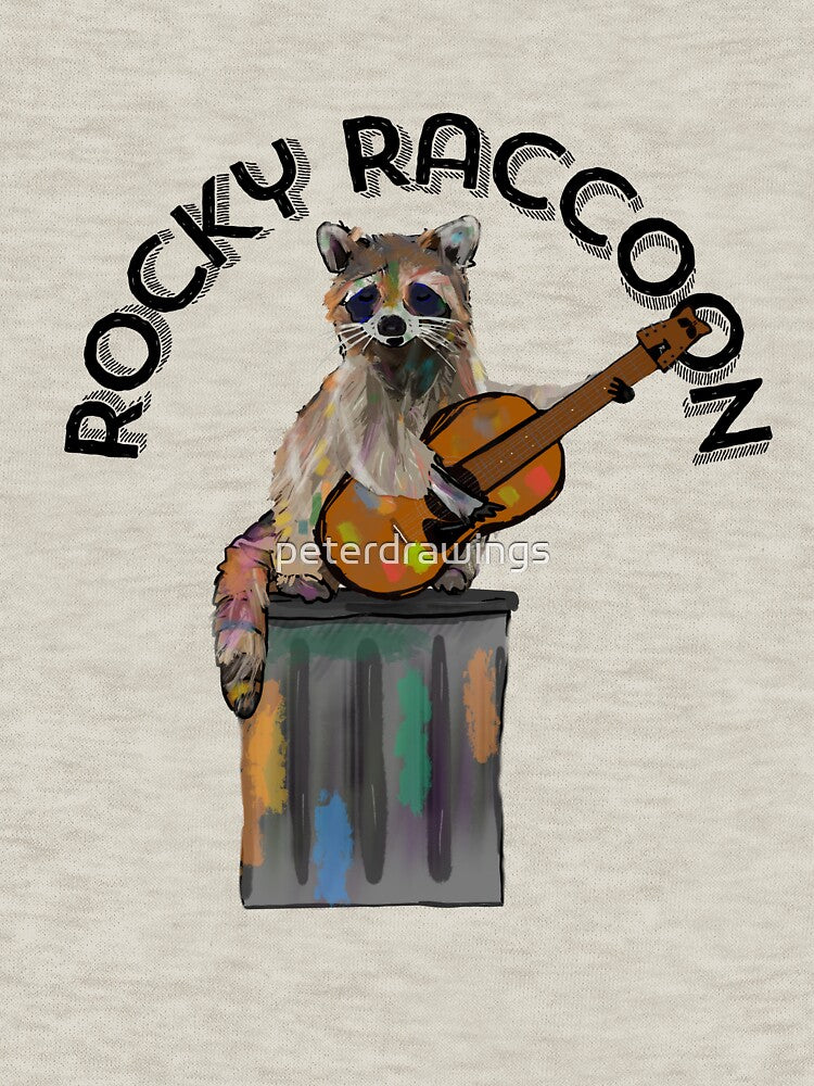 Rocky Raccoon Guitar playing Raccoon Beatles - text by peterdrawings