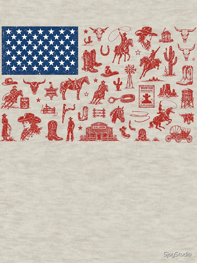 Western Patriotic Rodeo  Trendy 250 Years USA Flag by SjoyStudio