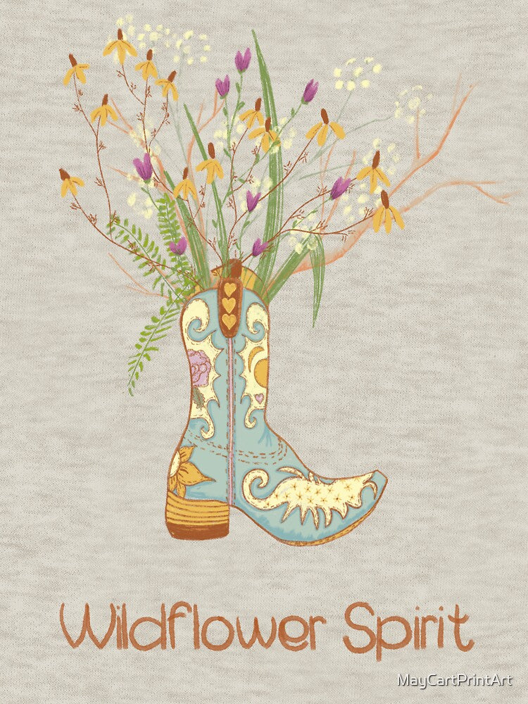 Wildflower Spirit Bouquet in a Cowgirl Boot by MayCartPrintArt