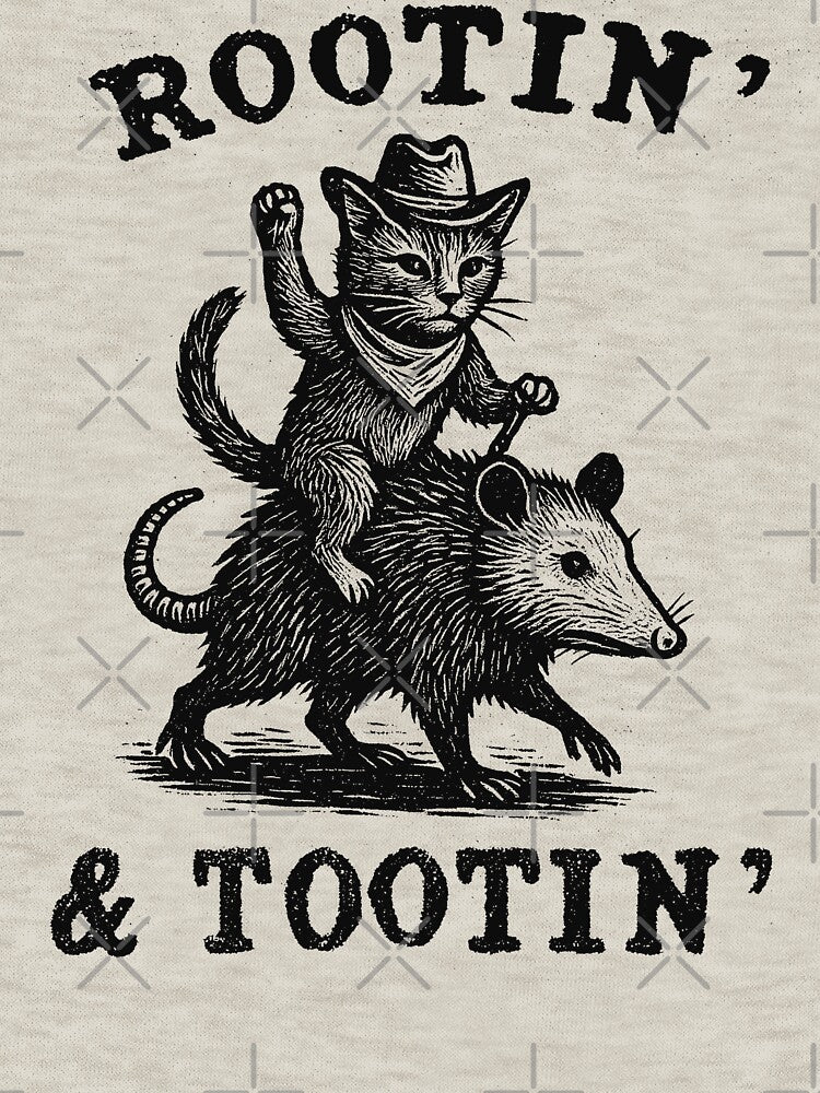 Funny Opossum Cat Shirt, Rootin Tootin, Oversize, Womens, Mens, Meme T Shirt, Unisex by CARBONARA LLC.