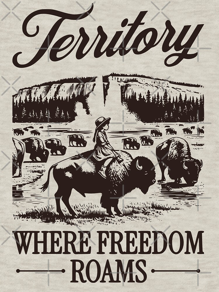 Bison Territory Western Shirt, Vintage Cowboy Buffalo Tee, Wild West Graphic T-Shirt, Freedom Roams Nature Shirt by TeeVerse27