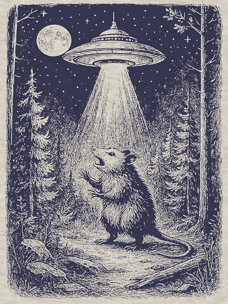 Retro UFO Possum Meme T-Shirt Vintage Style Tees Possum Graphic TShirt Funny Nineties 90s Opossum Lover Gift by Rosqzz
