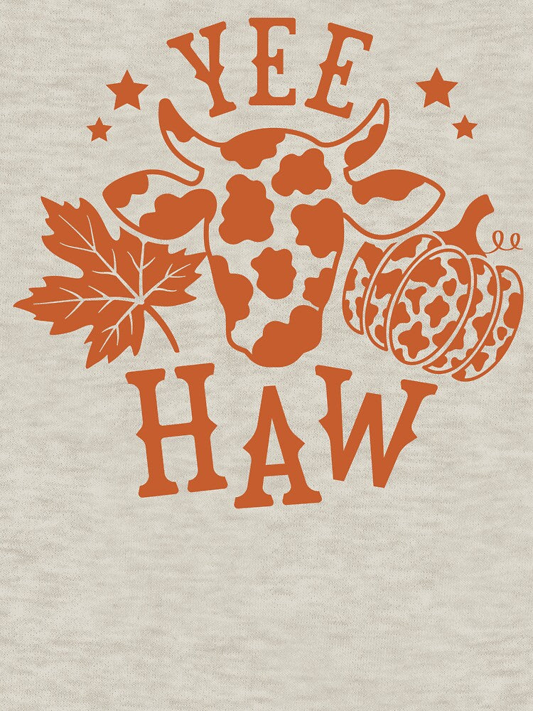 Yee Haw Western Fall Cow Skull Pumpkin Vintage Country Autumn by RinrinDesigns