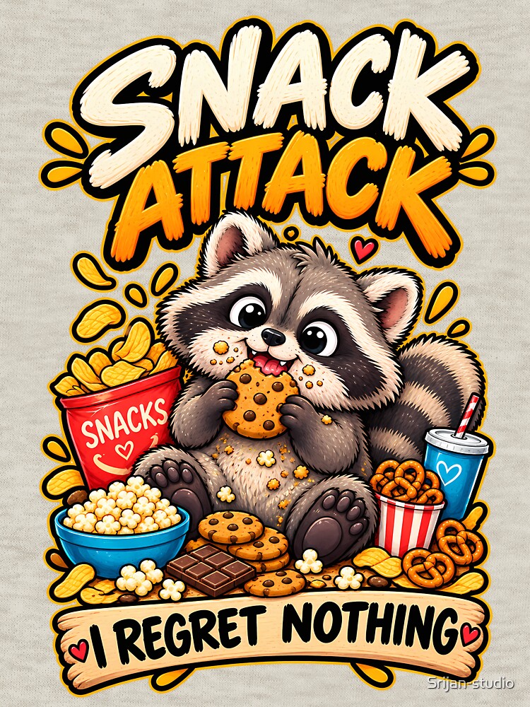 Snack Attack Raccoon – Cute Funny Animal Food Lover by Srijan-studio