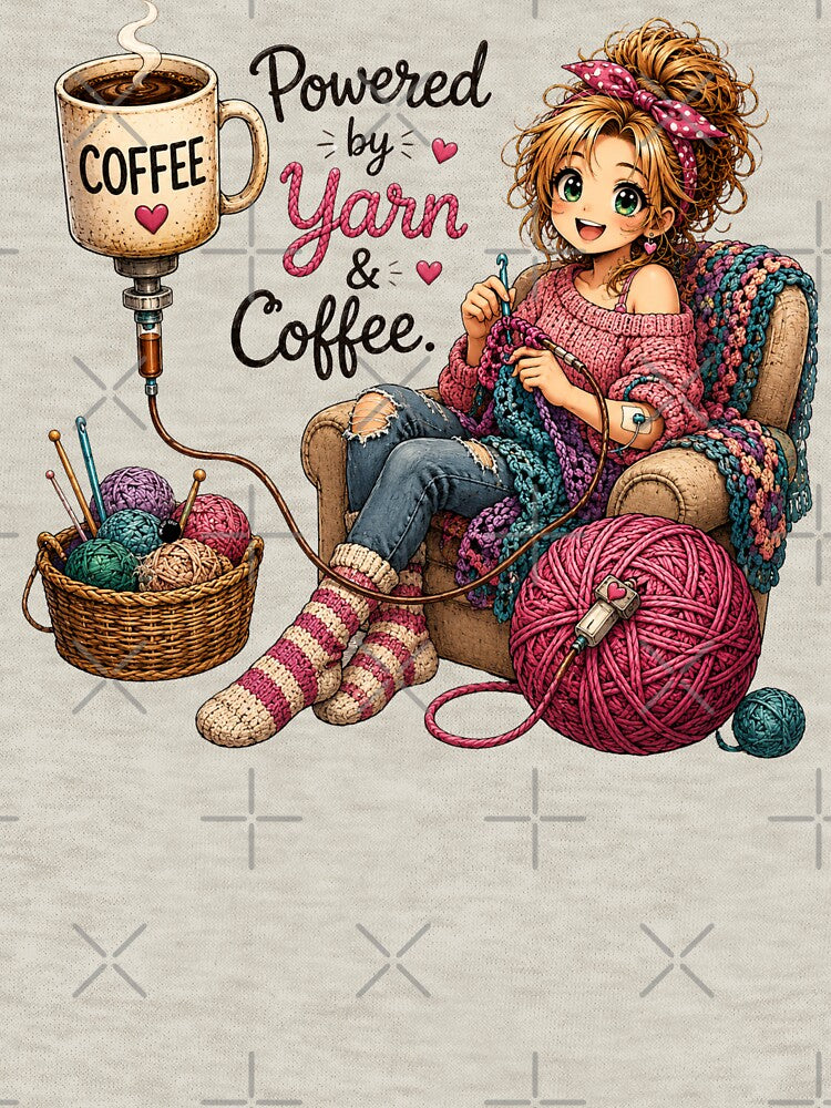Powered by Yarn and Coffee. Yarn Lifestyle. by OneDotSpot