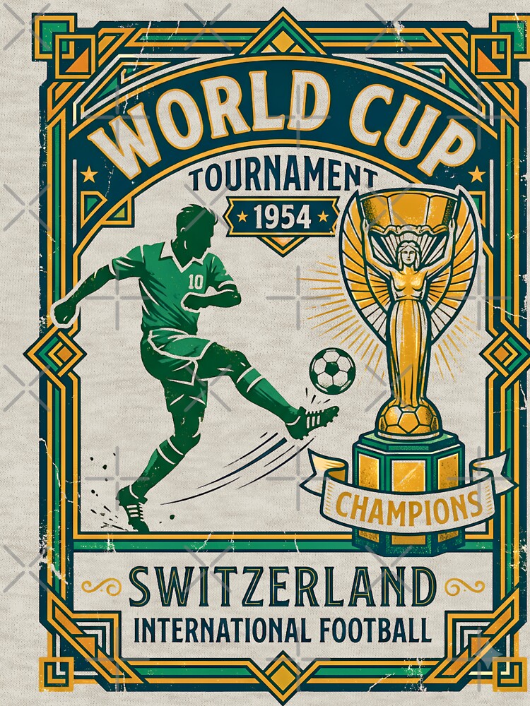 Vintage World Cup 1954 Switzerland Retro Football Poster by Koalangel